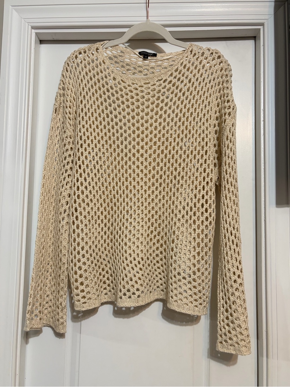 Papermoon Open-Knit Scoop Neck Sweater in Cream